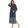 imageEkouaer Nightgowns for Women Cotton Nightgown Long Sleeve Hooded Night Gown Contrast Color Full Length Loungewear with PocketNavy Dot
