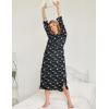 imageEkouaer Nightgowns for Women Cotton Nightgown Long Sleeve Hooded Night Gown Contrast Color Full Length Loungewear with PocketNavy Flowers