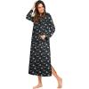 imageEkouaer Nightgowns for Women Cotton Nightgown Long Sleeve Hooded Night Gown Contrast Color Full Length Loungewear with PocketNavy Flowers