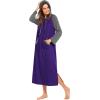 imageEkouaer Nightgowns for Women Cotton Nightgown Long Sleeve Hooded Night Gown Contrast Color Full Length Loungewear with PocketPurple