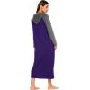 imageEkouaer Nightgowns for Women Cotton Nightgown Long Sleeve Hooded Night Gown Contrast Color Full Length Loungewear with PocketPurple