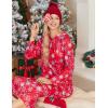 imageEkouaer Nightgowns for Women Cotton Nightgown Long Sleeve Hooded Night Gown Contrast Color Full Length Loungewear with PocketRed Snowflake