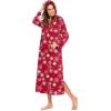 imageEkouaer Nightgowns for Women Cotton Nightgown Long Sleeve Hooded Night Gown Contrast Color Full Length Loungewear with PocketRed Snowflake