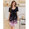 imageEkouaer Nightgowns for Women Pleated Sleep Shirts Short Sleeve Night Shirts Lace Trim Night Gown Ladies Sleep DressCherry Blossoms