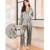 imageEkouaer Silk Pajamas for Women Classic Button Down Satin Pajama Sets Long Sleeve Lounge SetBlack Champagne Stripe
