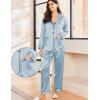 imageEkouaer Silk Pajamas for Women Classic Button Down Satin Pajama Sets Long Sleeve Lounge SetClear Blue