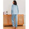 imageEkouaer Silk Pajamas for Women Classic Button Down Satin Pajama Sets Long Sleeve Lounge SetClear Blue