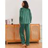 imageEkouaer Silk Pajamas for Women Classic Button Down Satin Pajama Sets Long Sleeve Lounge SetDark Green Striped
