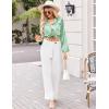 imageEkouaer Silk Pajamas for Women Classic Button Down Satin Pajama Sets Long Sleeve Lounge SetGreen White Stripe