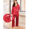 imageEkouaer Silk Pajamas for Women Classic Button Down Satin Pajama Sets Long Sleeve Lounge SetRed
