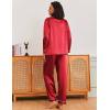 imageEkouaer Silk Pajamas for Women Classic Button Down Satin Pajama Sets Long Sleeve Lounge SetRed