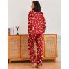 imageEkouaer Silk Pajamas for Women Classic Button Down Satin Pajama Sets Long Sleeve Lounge SetRed Snowman
