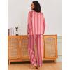 imageEkouaer Silk Pajamas for Women Classic Button Down Satin Pajama Sets Long Sleeve Lounge SetRed White Stripe