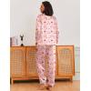 imageEkouaer Silk Pajamas for Women Classic Button Down Satin Pajama Sets Long Sleeve Lounge SetTeddy Cherry Striped