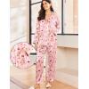 imageEkouaer Silk Pajamas for Women Classic Button Down Satin Pajama Sets Long Sleeve Lounge SetTeddy Cherry Striped