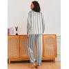 imageEkouaer Silk Pajamas for Women Classic Button Down Satin Pajama Sets Long Sleeve Lounge SetWhite Black Stripe