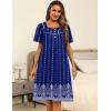 imageEkouaer Womens House Dress with Pockets Moomoo Dresses Short Sleeve Mumu Nightgown Lounge Dress Button Down SleepwearBlue Boho