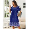 imageEkouaer Womens House Dress with Pockets Moomoo Dresses Short Sleeve Mumu Nightgown Lounge Dress Button Down SleepwearBlue Boho