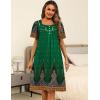imageEkouaer Womens House Dress with Pockets Moomoo Dresses Short Sleeve Mumu Nightgown Lounge Dress Button Down SleepwearGreen Feather