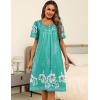 imageEkouaer Womens House Dress with Pockets Moomoo Dresses Short Sleeve Mumu Nightgown Lounge Dress Button Down SleepwearGreen With Flower