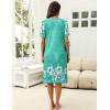imageEkouaer Womens House Dress with Pockets Moomoo Dresses Short Sleeve Mumu Nightgown Lounge Dress Button Down SleepwearGreen With Flower