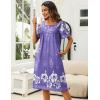 imageEkouaer Womens House Dress with Pockets Moomoo Dresses Short Sleeve Mumu Nightgown Lounge Dress Button Down SleepwearPurple With Flower