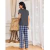 imageEkouaer Womens Pajama Sets 2 Piece Lounge Set Soft Pajamas for Women Set Short Sleeve and Long Pants Pjs with PocketsBlue Plaid
