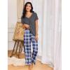 imageEkouaer Womens Pajama Sets 2 Piece Lounge Set Soft Pajamas for Women Set Short Sleeve and Long Pants Pjs with PocketsBlue Plaid