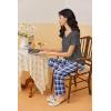imageEkouaer Womens Pajama Sets 2 Piece Lounge Set Soft Pajamas for Women Set Short Sleeve and Long Pants Pjs with PocketsBlue Plaid