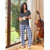 imageEkouaer Womens Pajama Sets 2 Piece Lounge Set Soft Pajamas for Women Set Short Sleeve and Long Pants Pjs with PocketsBlue Plaid