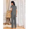 imageEkouaer Womens Pajama Sets 2 Piece Lounge Set Soft Pajamas for Women Set Short Sleeve and Long Pants Pjs with PocketsDeep Grey