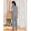 imageEkouaer Womens Pajama Sets 2 Piece Lounge Set Soft Pajamas for Women Set Short Sleeve and Long Pants Pjs with PocketsGrey