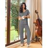 imageEkouaer Womens Pajama Sets 2 Piece Lounge Set Soft Pajamas for Women Set Short Sleeve and Long Pants Pjs with PocketsGrey