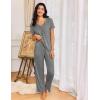 imageEkouaer Womens Pajama Sets 2 Piece Lounge Set Soft Pajamas for Women Set Short Sleeve and Long Pants Pjs with PocketsGrey
