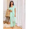 imageEkouaer Womens Pajama Sets 2 Piece Lounge Set Soft Pajamas for Women Set Short Sleeve and Long Pants Pjs with PocketsLight Green