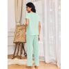 imageEkouaer Womens Pajama Sets 2 Piece Lounge Set Soft Pajamas for Women Set Short Sleeve and Long Pants Pjs with PocketsLight Green