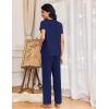 imageEkouaer Womens Pajama Sets 2 Piece Lounge Set Soft Pajamas for Women Set Short Sleeve and Long Pants Pjs with PocketsNavy Blue