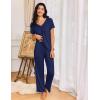 imageEkouaer Womens Pajama Sets 2 Piece Lounge Set Soft Pajamas for Women Set Short Sleeve and Long Pants Pjs with PocketsNavy Blue