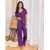 imageEkouaer Womens Pajama Sets 2 Piece Lounge Set Soft Pajamas for Women Set Short Sleeve and Long Pants Pjs with PocketsPurple