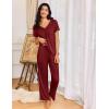 imageEkouaer Womens Pajama Sets 2 Piece Lounge Set Soft Pajamas for Women Set Short Sleeve and Long Pants Pjs with PocketsRed
