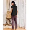 imageEkouaer Womens Pajama Sets 2 Piece Lounge Set Soft Pajamas for Women Set Short Sleeve and Long Pants Pjs with PocketsRed Plaid