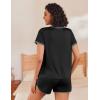 imageEkouaer Womens Pajama Short Sets Lounge Sets for Women 2 Piece Soft Pjs Set Casual V Neck Sleepwear with PocketsBlack