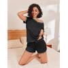 imageEkouaer Womens Pajama Short Sets Lounge Sets for Women 2 Piece Soft Pjs Set Casual V Neck Sleepwear with PocketsBlack