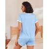 imageEkouaer Womens Pajama Short Sets Lounge Sets for Women 2 Piece Soft Pjs Set Casual V Neck Sleepwear with PocketsLight Blue