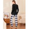 imageEkouaer Womens Pajamas Sets Long Sleeve Tops with Jogger Pants Soft Pjs Lounge Set Outfits with PocketsBlack Grey Plaid