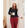 imageEkouaer Womens Pajamas Sets Long Sleeve Tops with Jogger Pants Soft Pjs Lounge Set Outfits with PocketsBlack Red Plaid2