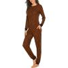 imageEkouaer Womens Pajamas Sets Long Sleeve Tops with Jogger Pants Soft Pjs Lounge Set Outfits with PocketsCaramel Plaid
