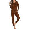 imageEkouaer Womens Pajamas Sets Long Sleeve Tops with Jogger Pants Soft Pjs Lounge Set Outfits with PocketsCaramel Plaid