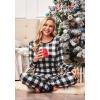 imageEkouaer Womens Pajamas Sets Long Sleeve Tops with Jogger Pants Soft Pjs Lounge Set Outfits with PocketsGrey Big Plaid