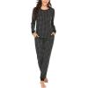imageEkouaer Womens Pajamas Sets Long Sleeve Tops with Jogger Pants Soft Pjs Lounge Set Outfits with PocketsGrey Plaid